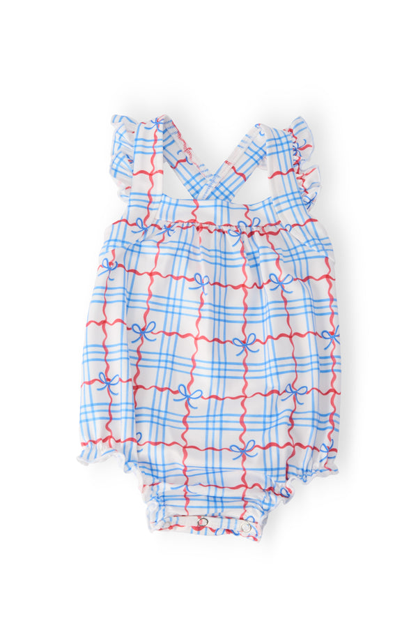 Patriotic Picnic Ruffle Cross Back Romper