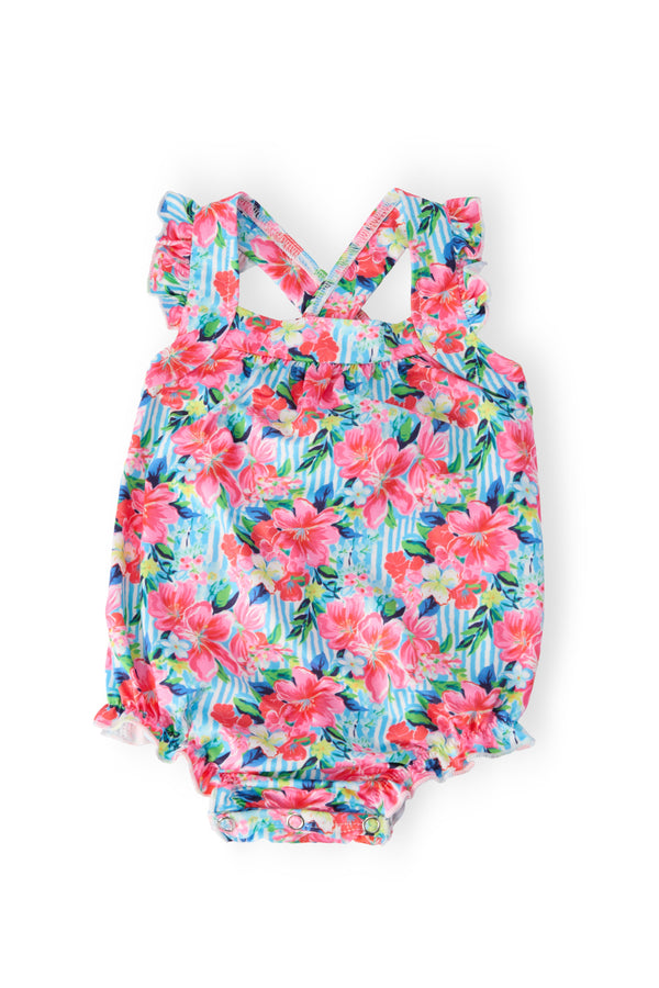 Petals in Paradise Ruffle Cross Back Romper