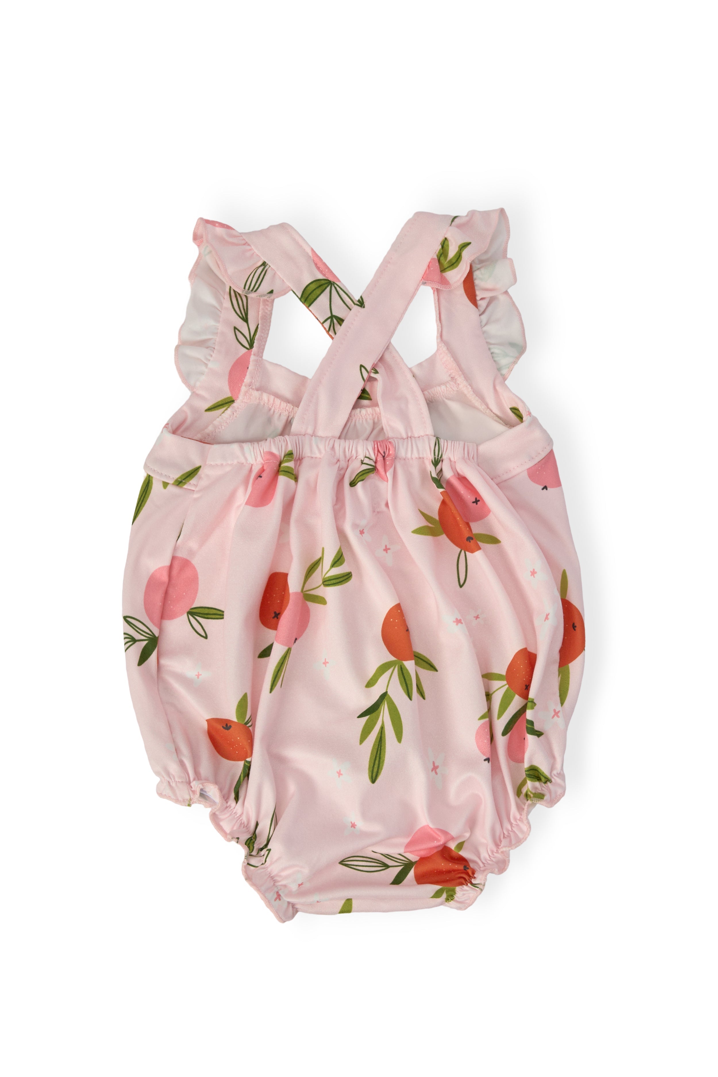 Tangerine Ruffle Cross Back Romper