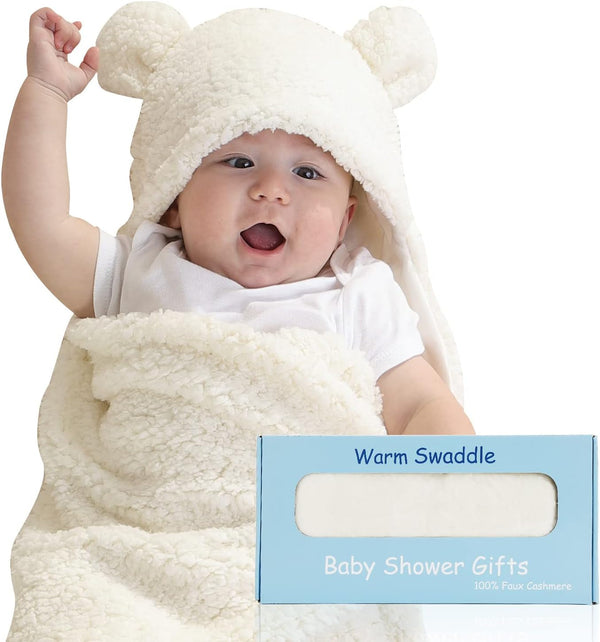 Baby Swaddle Blankets for Boys and Girls –Baby Swaddle Wrap – Warm Swaddling Sleep Sack Baby Clothes – Soft Receiving Baby Blanket – Cute Newborn Sleep Sacks (White)