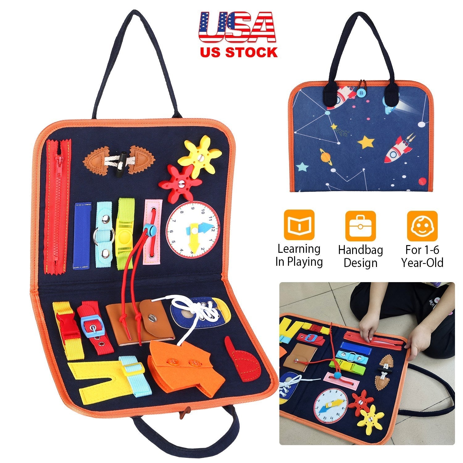 Kids Busy Board Sensory Activity Board Preschool Learning Toys Montessori Educational Gift for 1-6 Years Old Baby Toddler Girls Boys