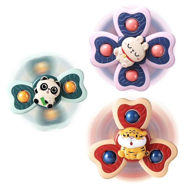 ALASOU 3PCS Suction Cup Spinner Toys for 1 Year Old Boy Girl|Spinning Top Baby Toys 12 18 Months|1 2 Year Old Boy Birthday Gift|Baby Bath Toy for Kids Ages 1-3|Sensory Toy for Toddlers 1-3