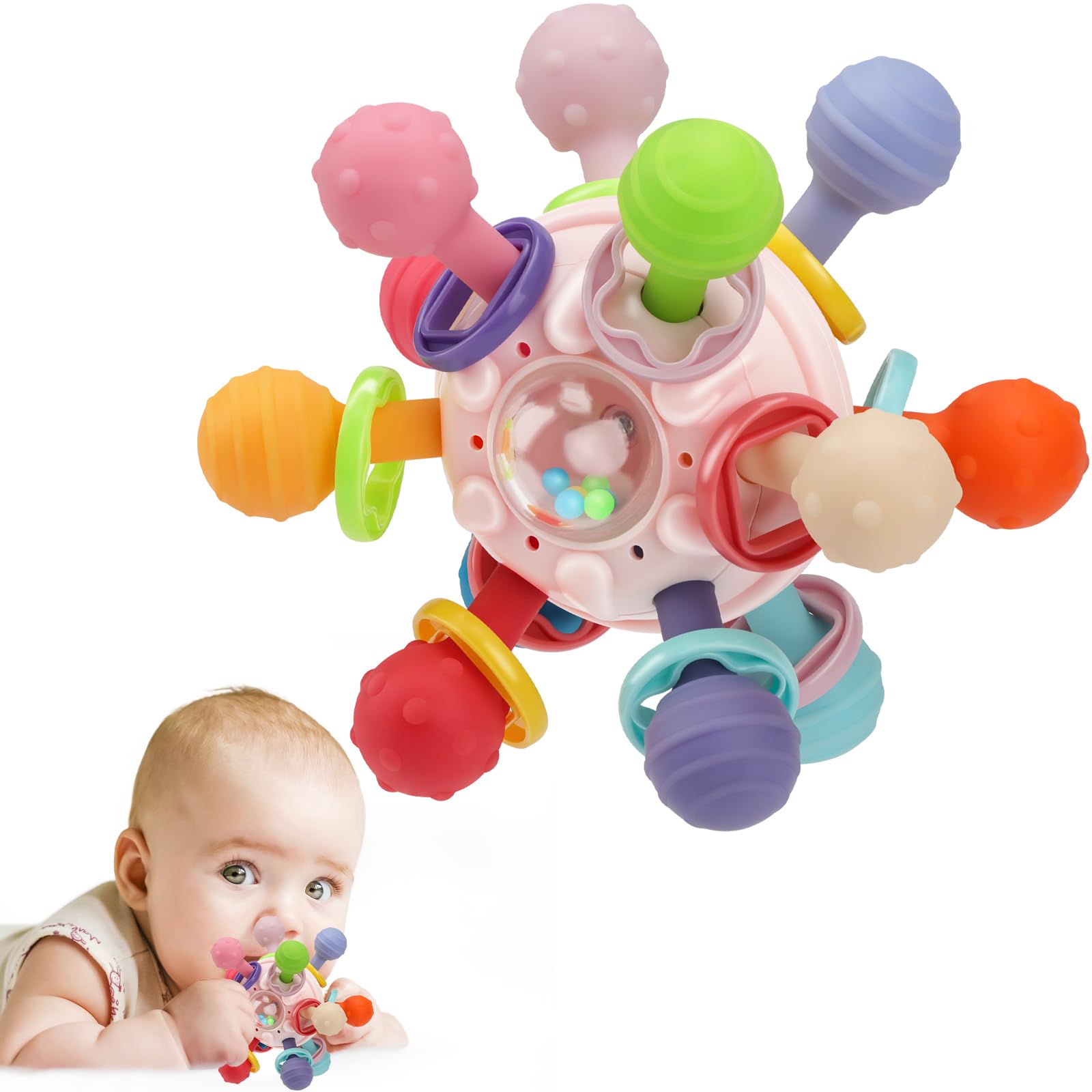 Baby Montessori Sensory Toys for 0-6 6-12 Months, Baby Teether Teething Toys for Babies 0 3 6 9 12 18 Months, Newborn Infant Learning Developmental Toys Gifts for 1 2 Year Old Boys Girls