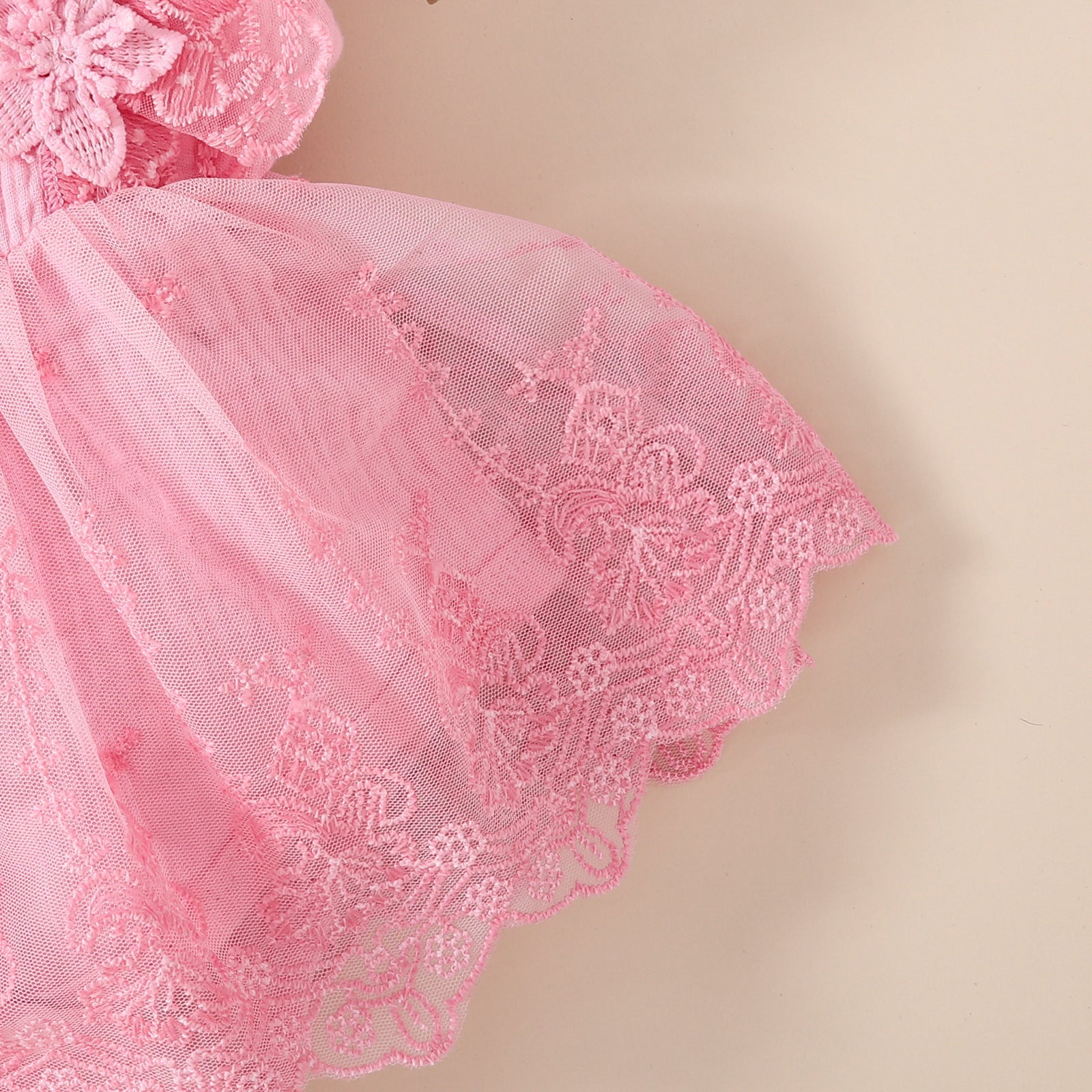 2024 Summer Baby Girl Sweet Sleeveless Lace Triangle Rompers Mesh Lace Flower Dress