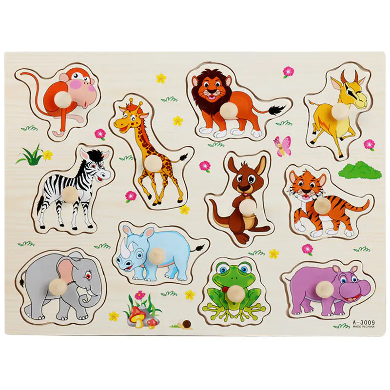 Montessori Pegged Wooden Puzzle Board for Kids