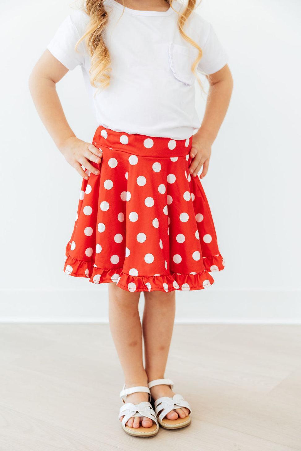 Red Polka Dots Ruffle Twirl Skort
