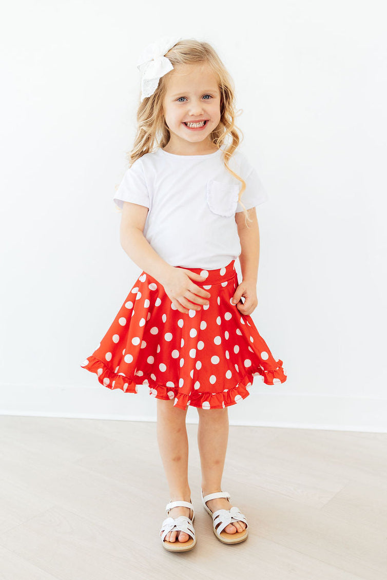 Red Polka Dots Ruffle Twirl Skort