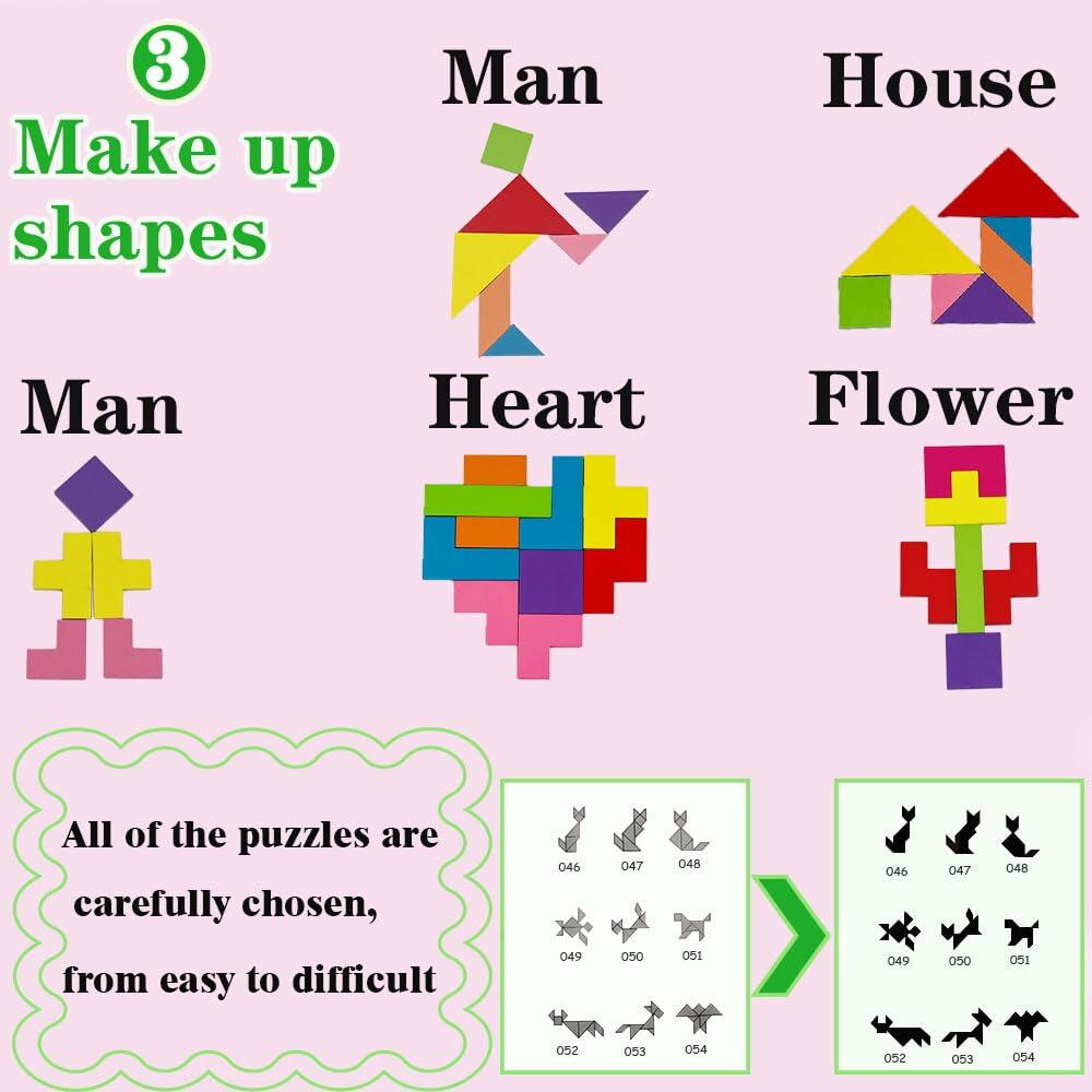 Wooden Blocks Magnetic Puzzle Game Montessori Toy Colorful 3D Brain Teaser