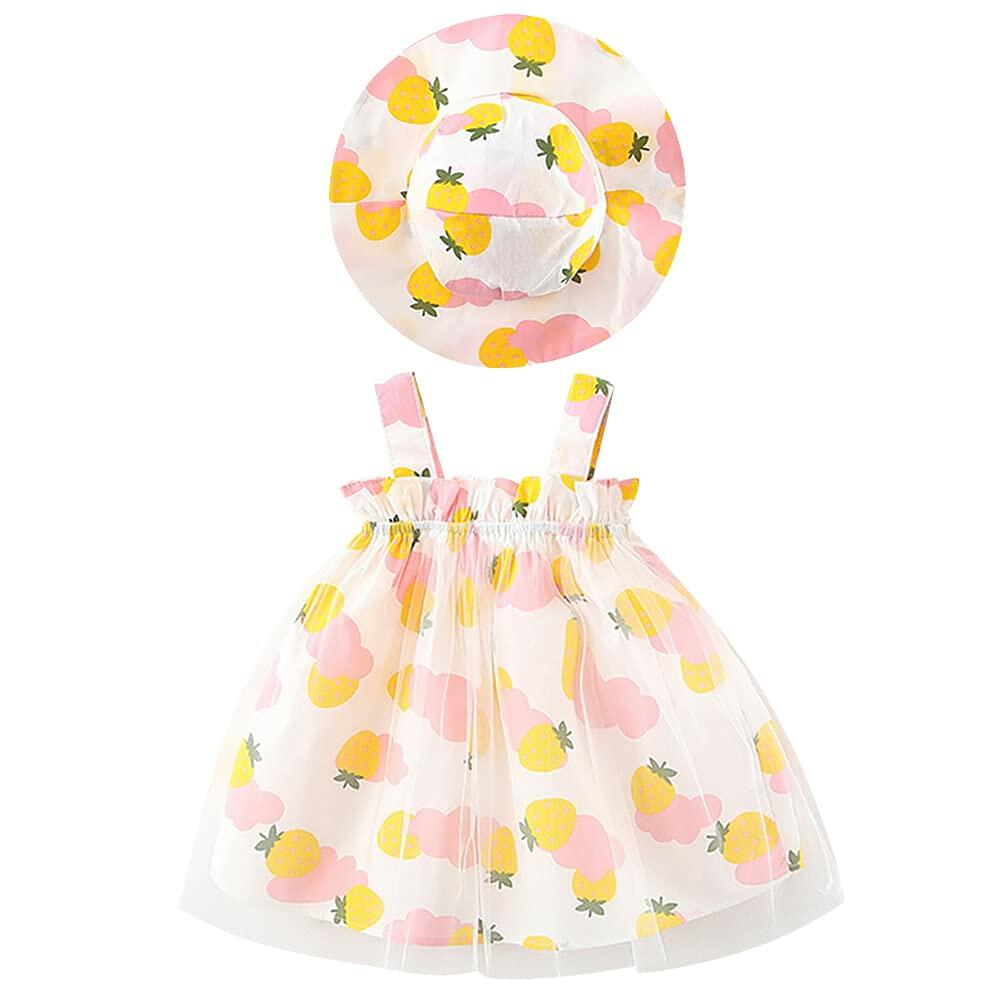 Baby Girls Strawberry Tutu Dress Mesh Pink Outfit Set Size 12-18 Months