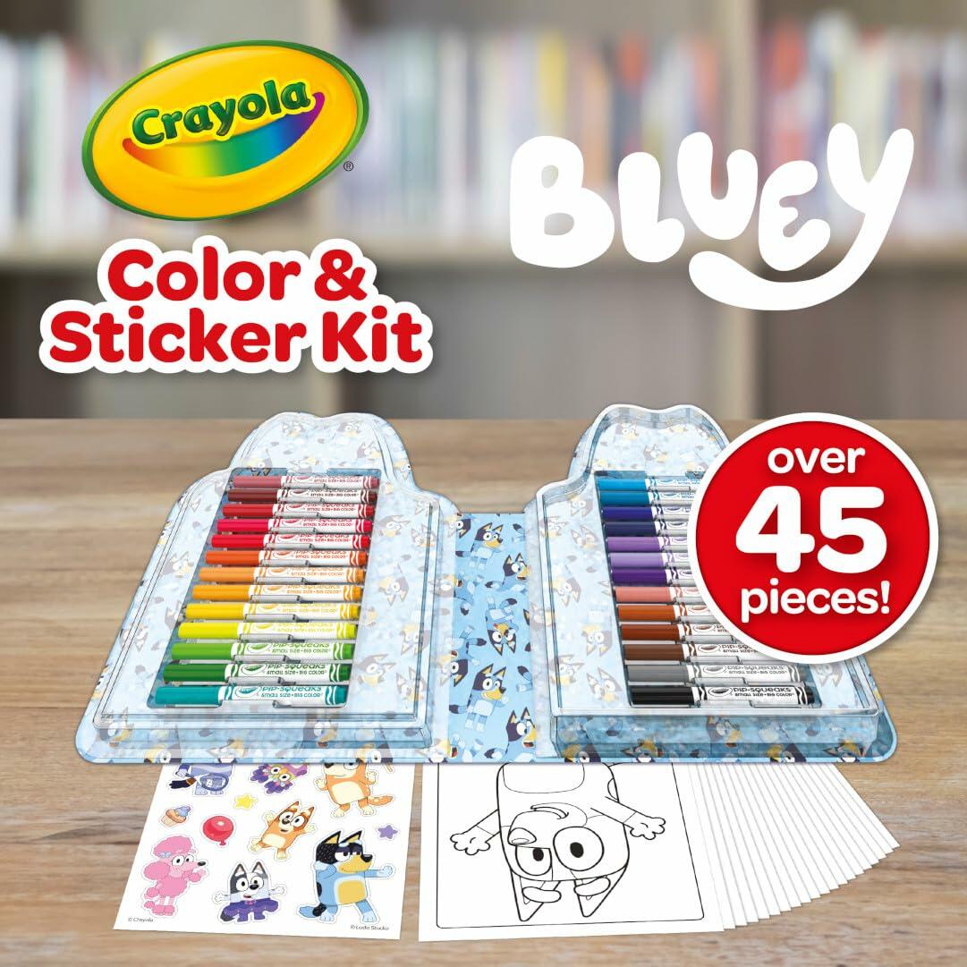Crayola Bluey Art Kit for Kids 45pcs Coloring Book Stickers 4+