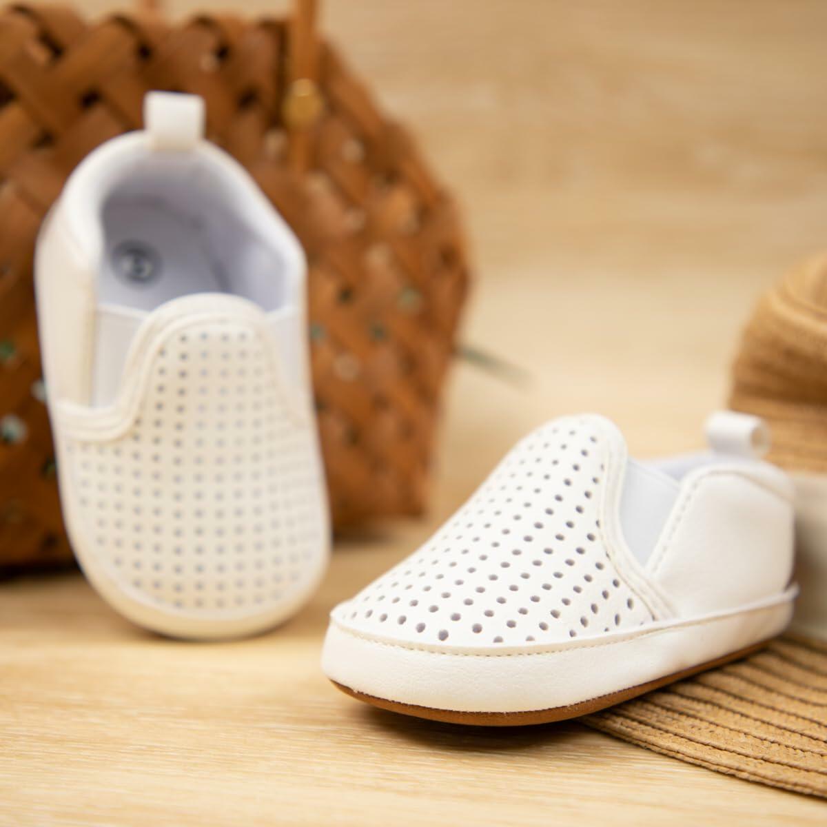 Meckior Infant Baby Shoes White Soft Sole Slip On Toddler Size Newborn