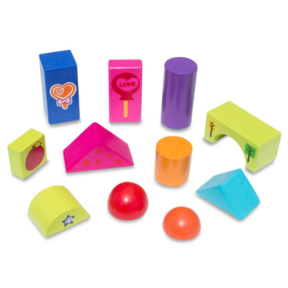 90-Piece Colorful Wooden Building Blocks Set